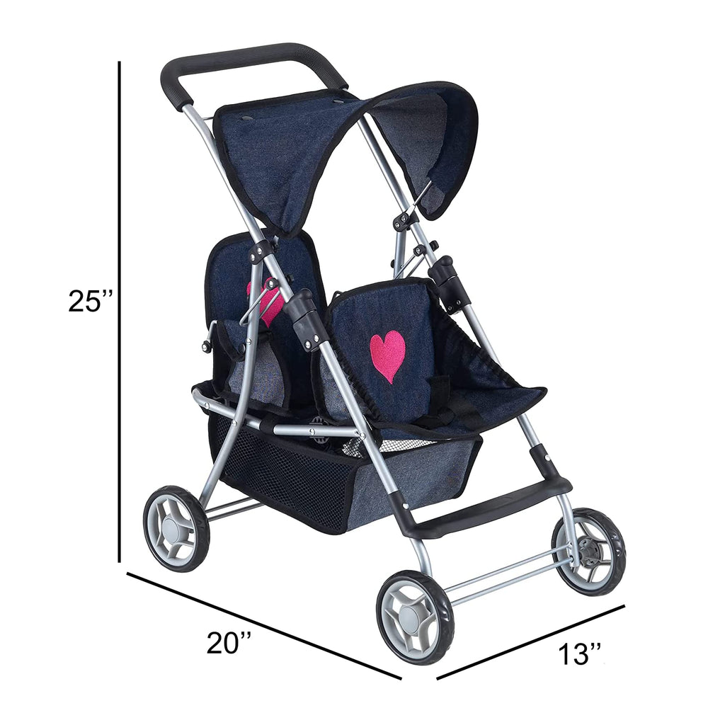 Two-seat configuration of The New York Doll Collection twin stroller