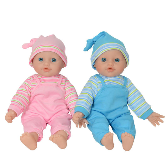 The New York Doll Collection twin 12-inch Caucasian face close-up for imaginative play.