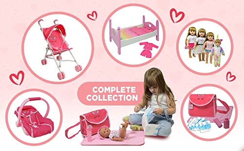 Pink unicorn design of The New York Doll Collection stroller inspires imaginative play