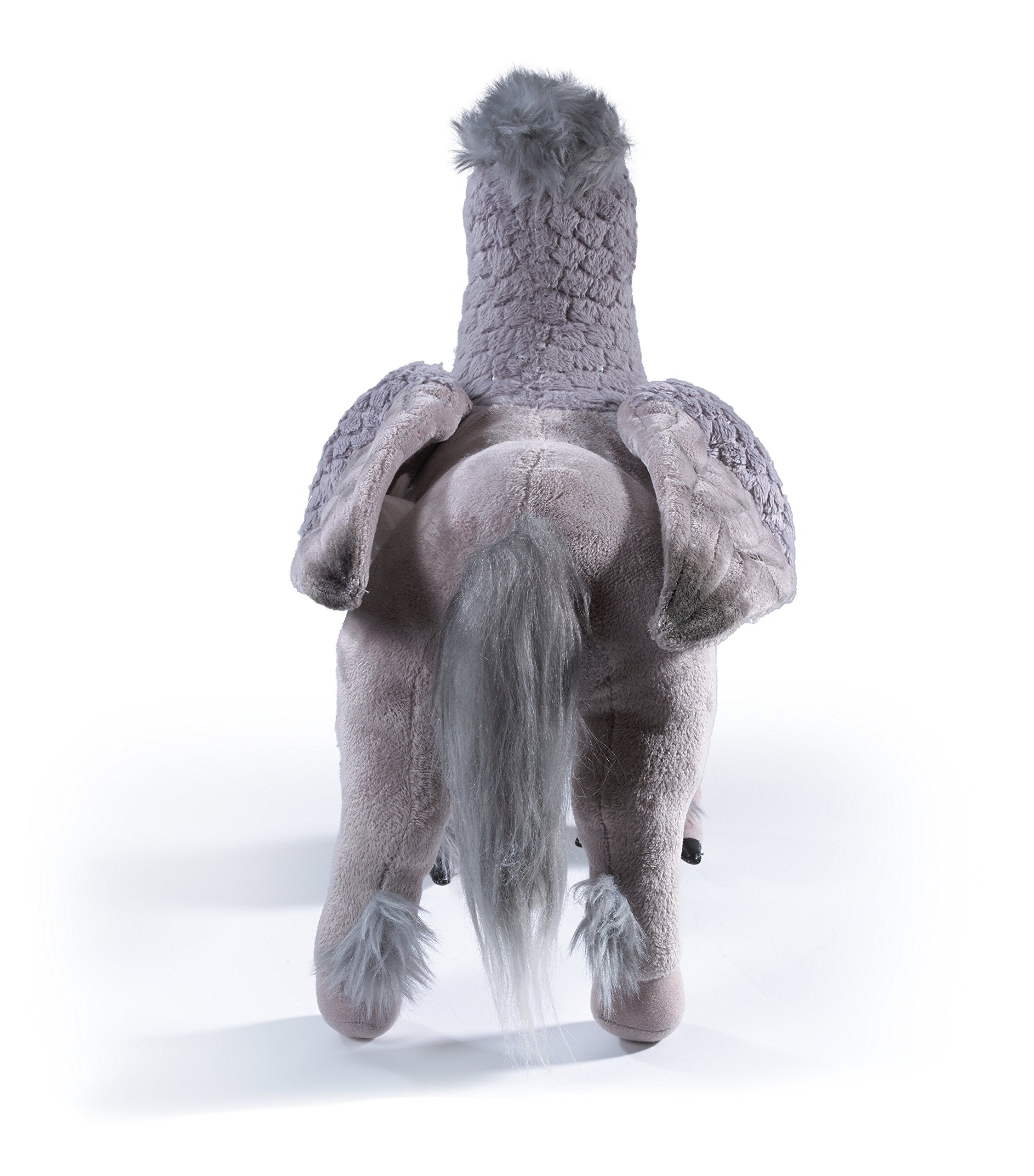 The Noble Collection Buckbeak plush back view reveals full silhouette for display setups.