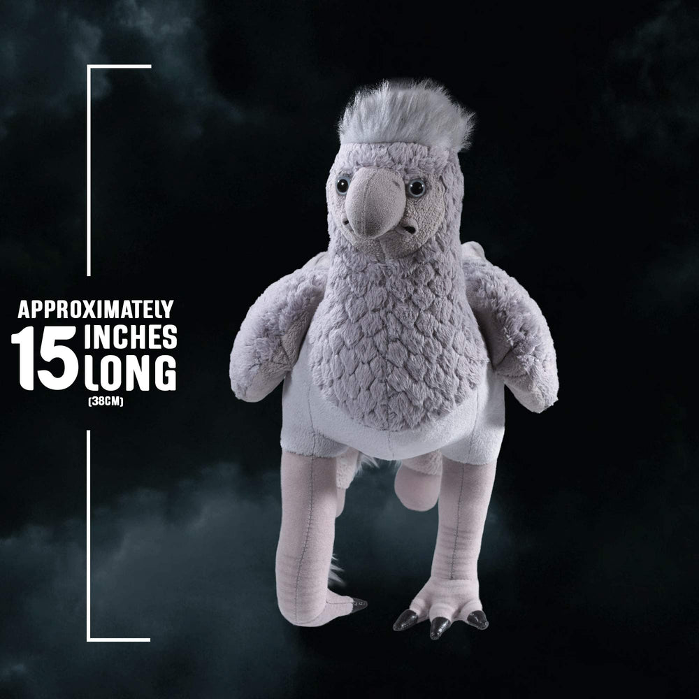 The Noble Collection Buckbeak plush eyes close-up demonstrates craftsmanship for display.