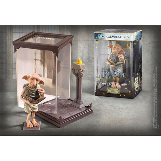 The Noble Collection Dobby display case protects the figure while on display.