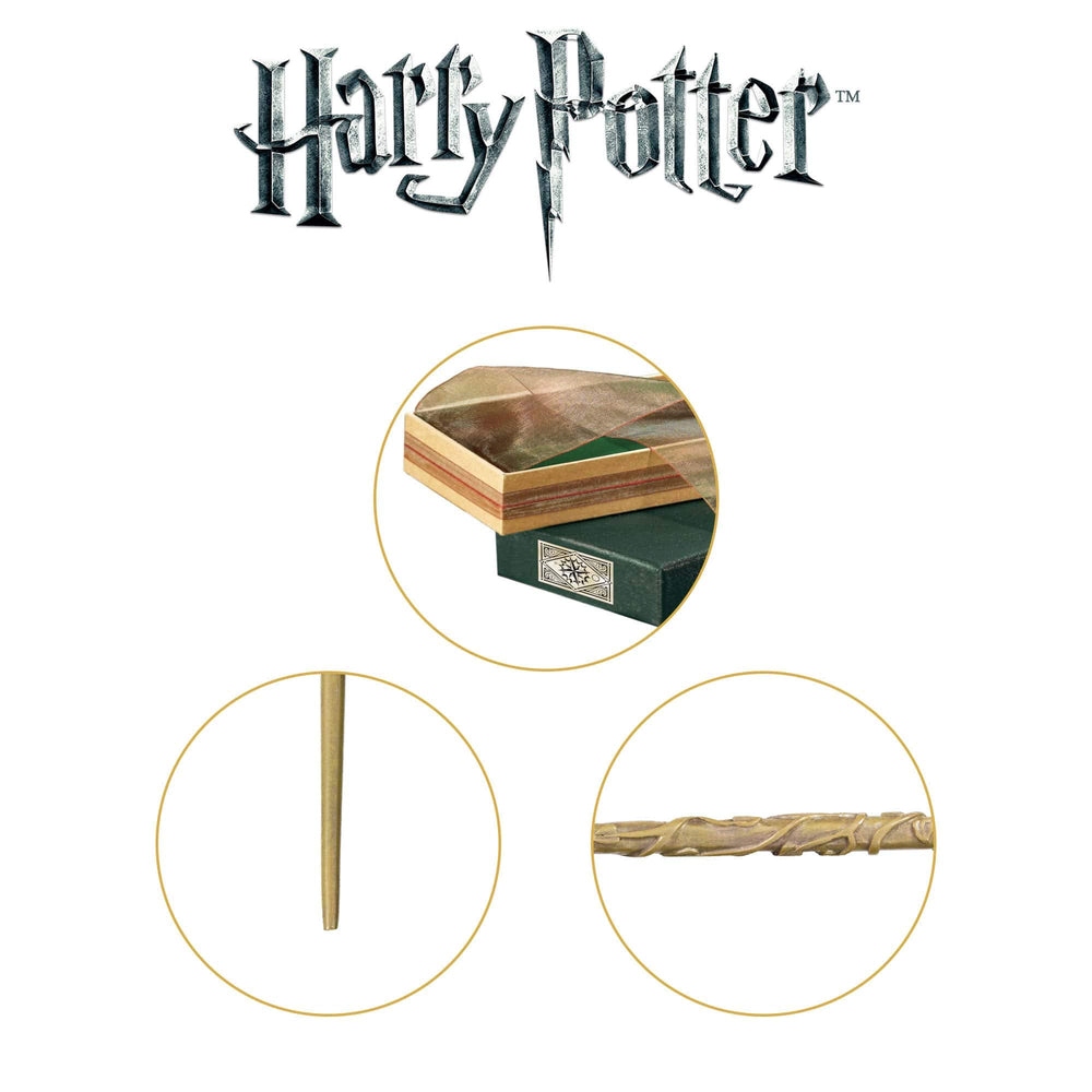 The Noble Collection Hermione Granger wand box detail on premium packaging