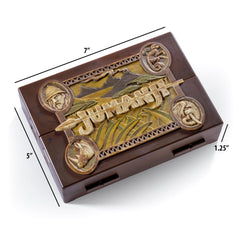 Batteries included label on The Noble Collection Jumanji board.