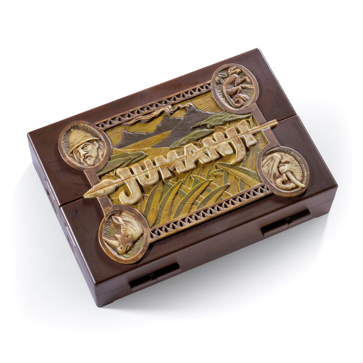 The Noble Collection Jumanji miniature board, closed view, ideal for display and gifting.