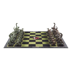 Velociraptor chess piece from The Noble Collection Jurassic Park set for dynamic strategy.