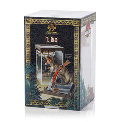 The Noble Collection T-Rex display-ready stand enhances shelf setup.