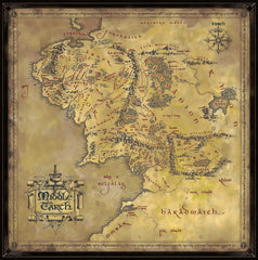 Fully assembled The Noble Collection LOTR Map puzzle laid out for display-ready viewing