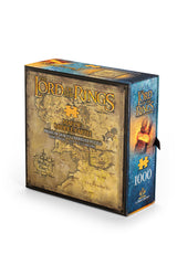 The Noble Collection LOTR Map puzzle detail close-up highlights iconic landmarks for focused viewing