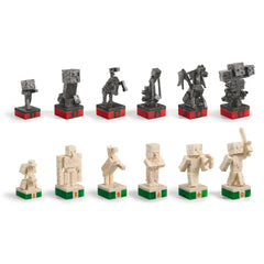 The Noble Collection Minecraft Chess Set pieces in obsidian texture for dramatic contrast