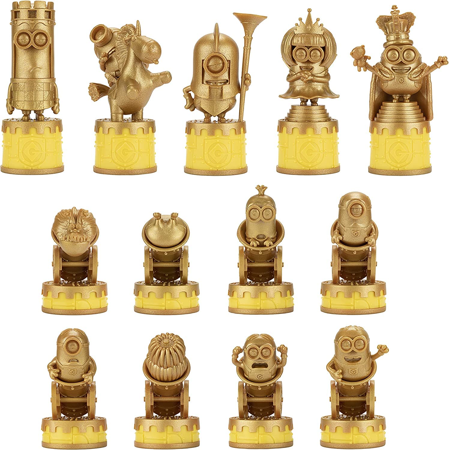 Oversized Minions chess pieces enable easy handling and dramatic on board presence