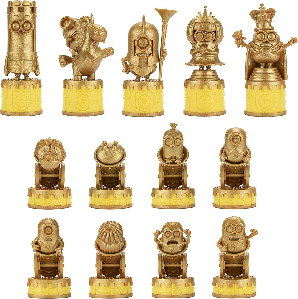 Oversized Minions chess pieces enable easy handling and dramatic on board presence
