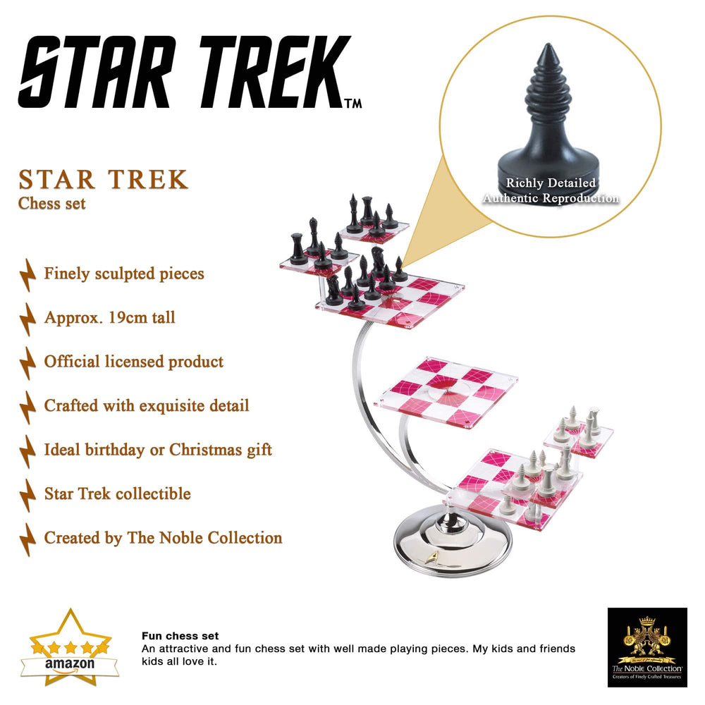 The Noble Collection Star Trek tridimensional chess levels showcase translucent boards across five stacked tiers.