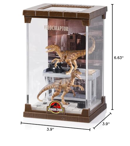 The Noble Collection Velociraptor diorama packaging front view.