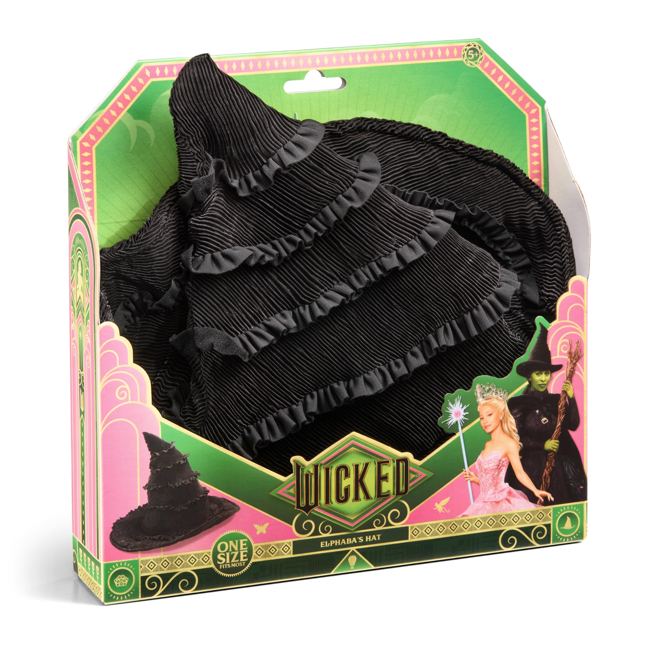 The Noble Collection Wicked Elphaba's Hat with Broom set inspires complete Wicked roleplay.