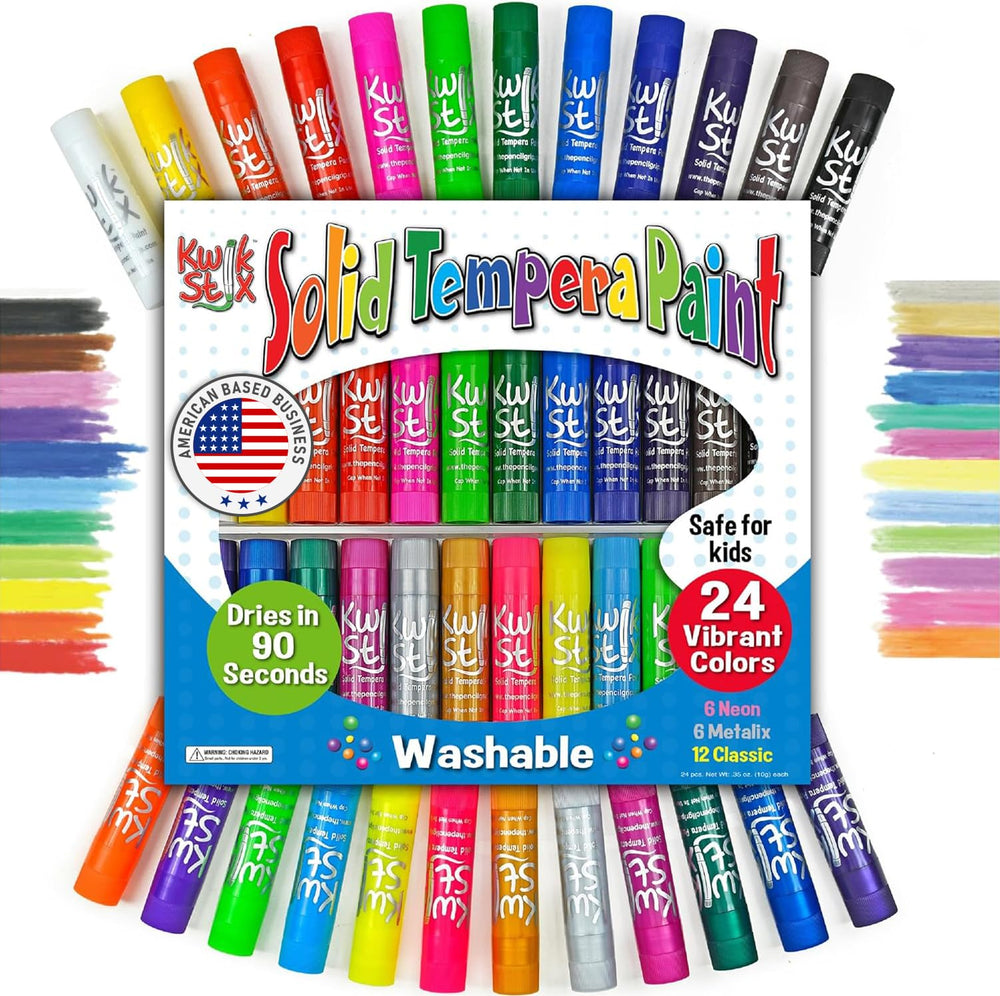 Kwik Stix classic colors set shown in swatches, quick-drying art for kids