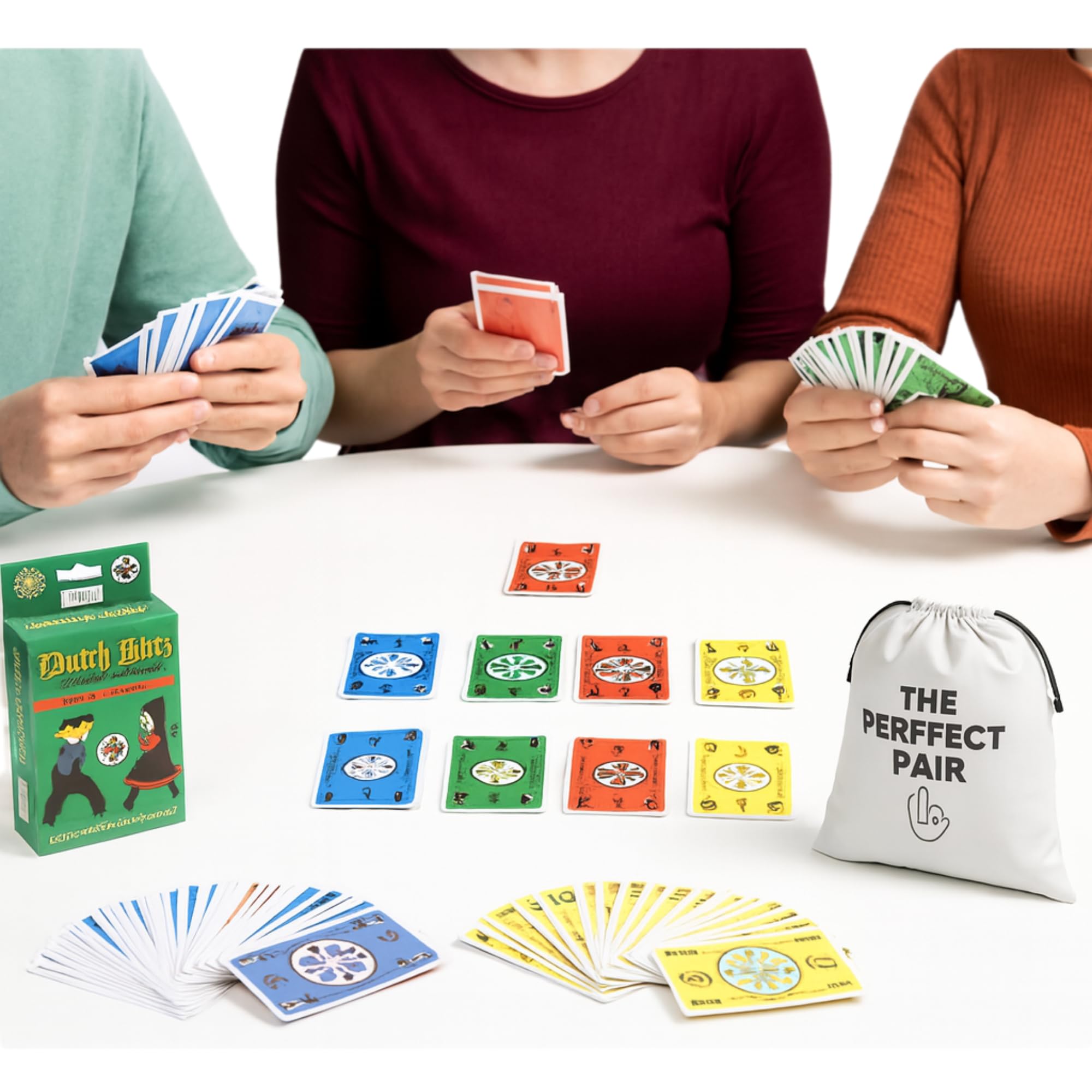 The Perfect Pair Dutch Blitz in-action photo showing rapid play and lively competition.