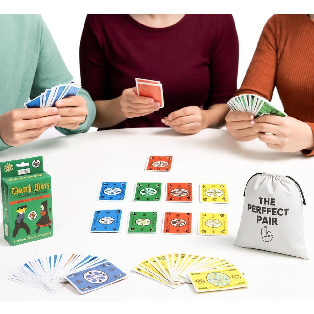 The Perfect Pair Dutch Blitz in-action photo showing rapid play and lively competition.