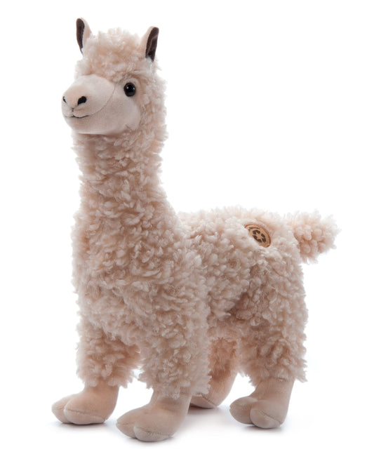 The Petting Zoo alpaca plushie close-up eyes for gentle cuddling and imaginative play.