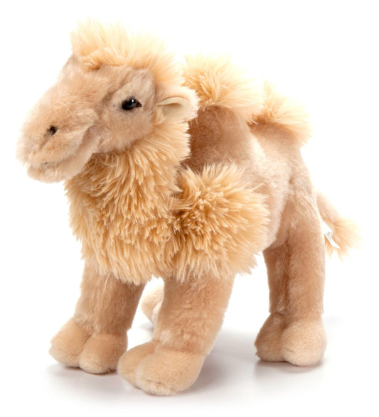 The Petting Zoo Bactrian camel plush in front view, ideal cuddle buddy for imaginative play.