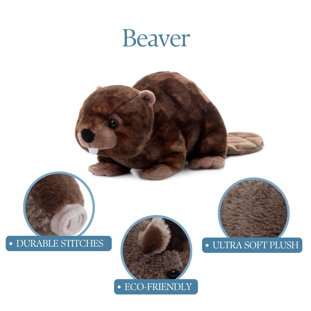 The Petting Zoo beaver plush travels well as a cozy travel buddy.