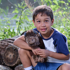 The Petting Zoo Bison on a shelf shows cozy decor and storytelling charm.