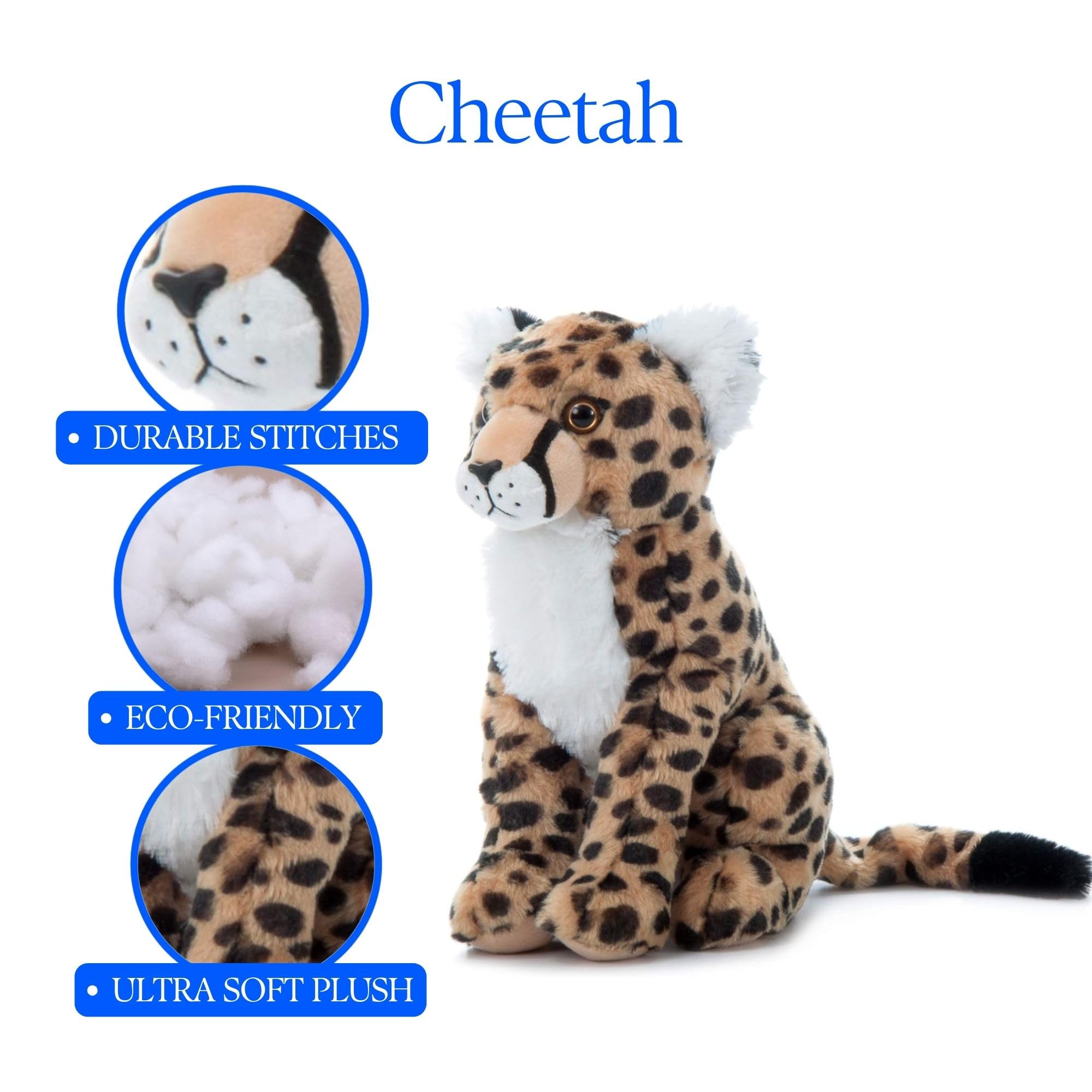 The Petting Zoo plush cheetah as an educational prop for kids.