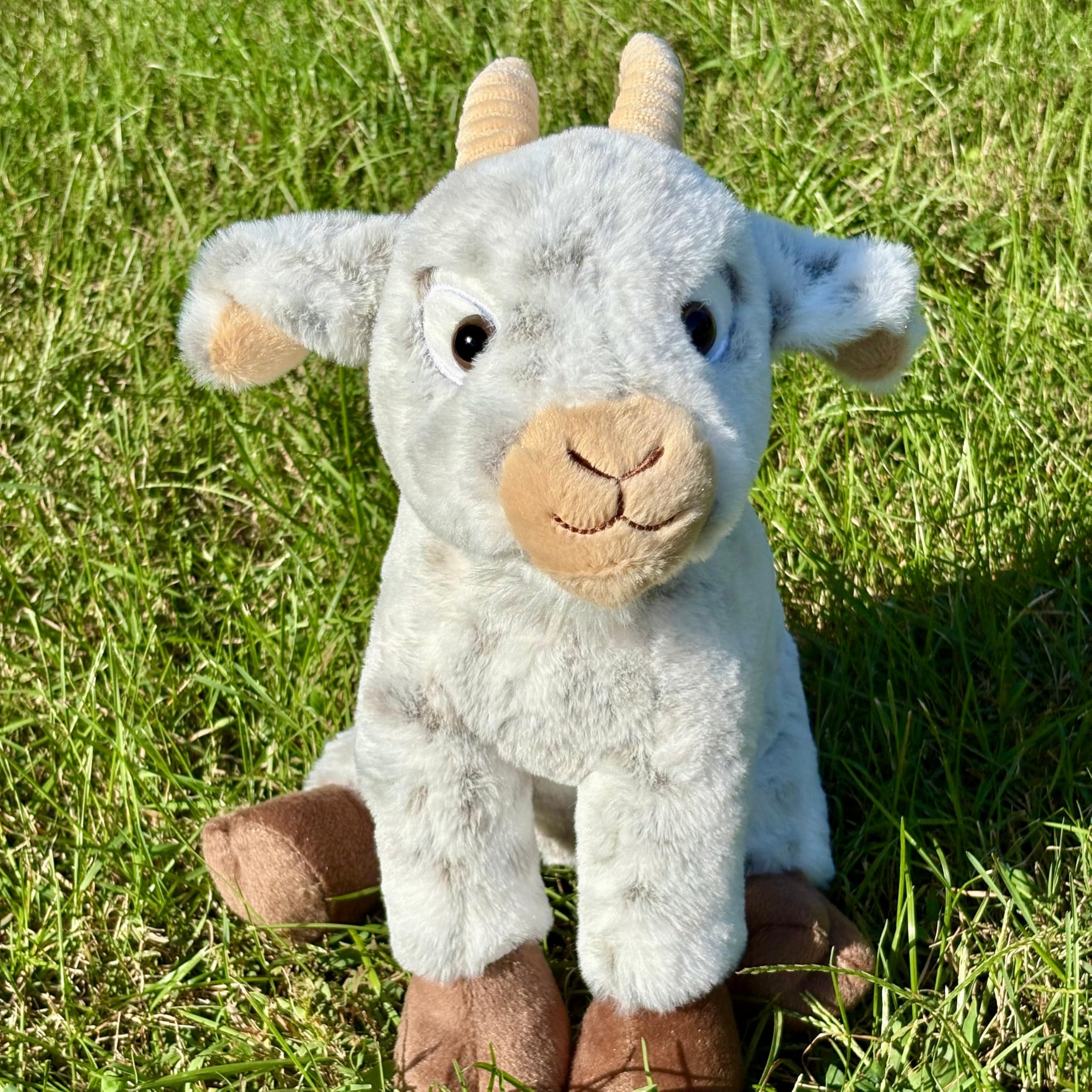 The Petting Zoo goat stuffed animal 12in small brown feet add charm during pretend treks