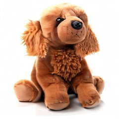 The Petting Zoo Golden Retriever plush with floppy ears and big eyes for daily adventures.