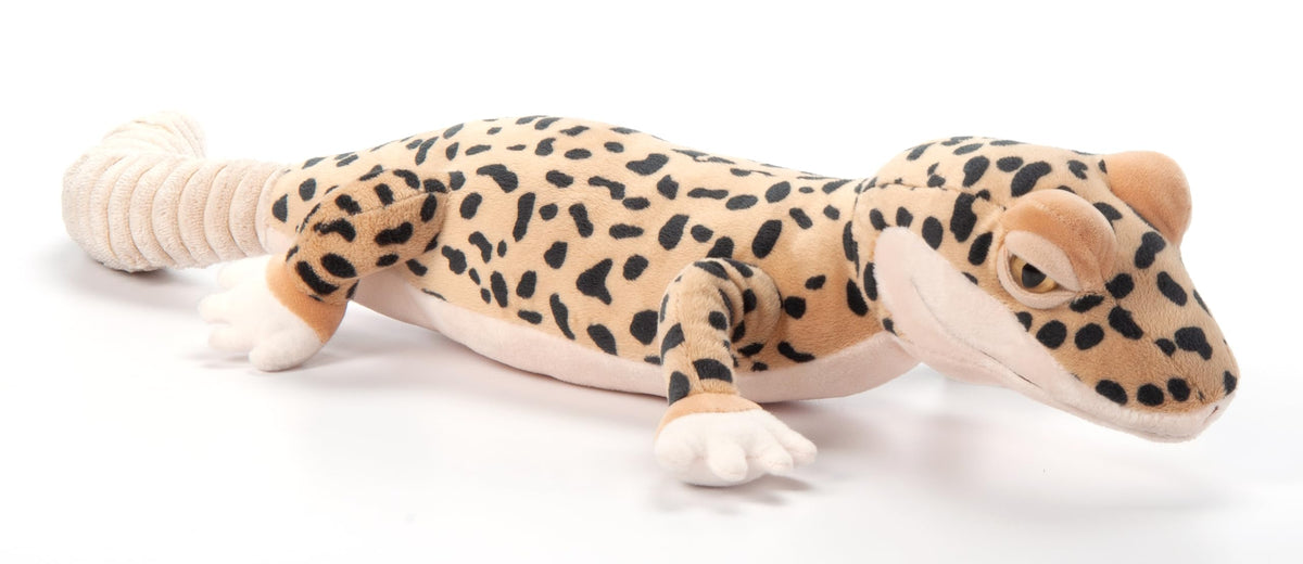 The Petting Zoo leopard gecko plush 24in, front view, soft cuddle buddy for kids.