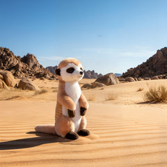 The Petting Zoo Meerkat is crafted from recycled fabric for eco-friendly play