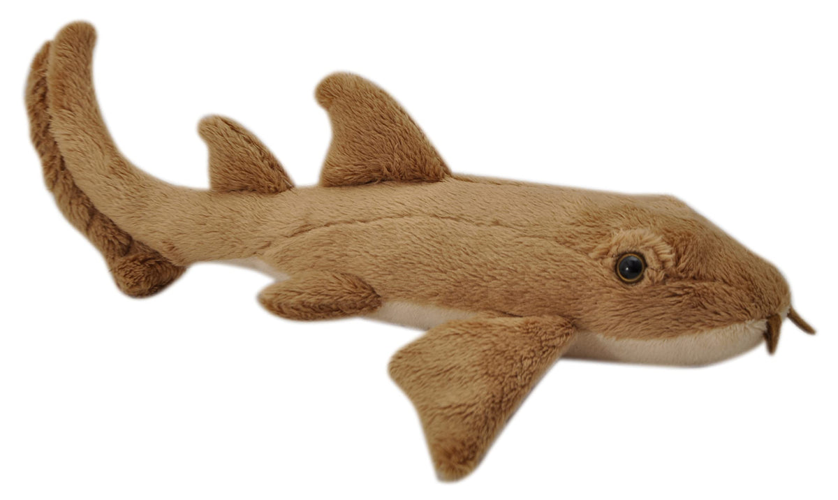 The Petting Zoo Nurse Shark plush front view, soft and hug-friendly for kids.