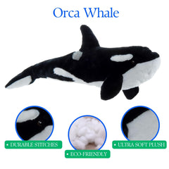 The Petting Zoo Orca plush hug-ready design for gift-giving.