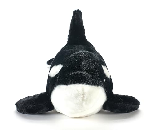 The Petting Zoo Orca plush pattern highlights lifelike contrast for visual stimulation.