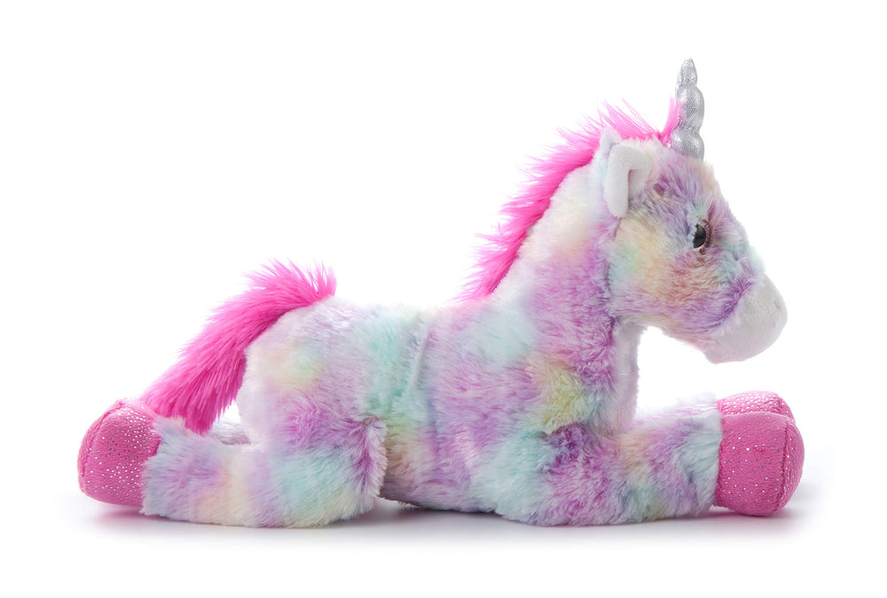 The Petting Zoo pastel tie-dye unicorn 13-inch soft fabric for safe snuggles.