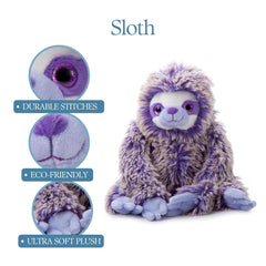 The Petting Zoo purple sloth plush weekend adventure companion for kids.