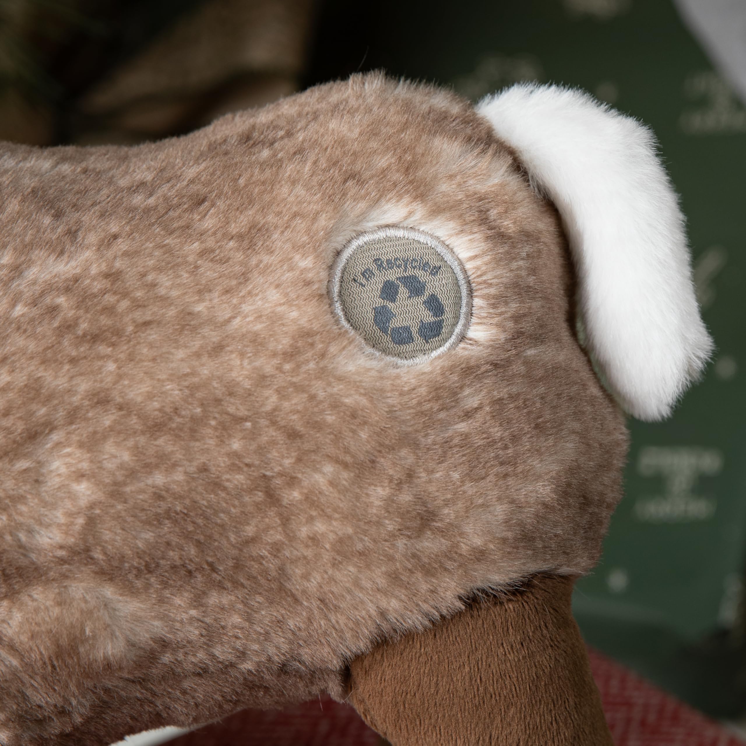 The Petting Zoo reindeer plush highlighting sturdy stitching for lasting use.