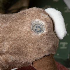 The Petting Zoo reindeer plush highlighting sturdy stitching for lasting use.