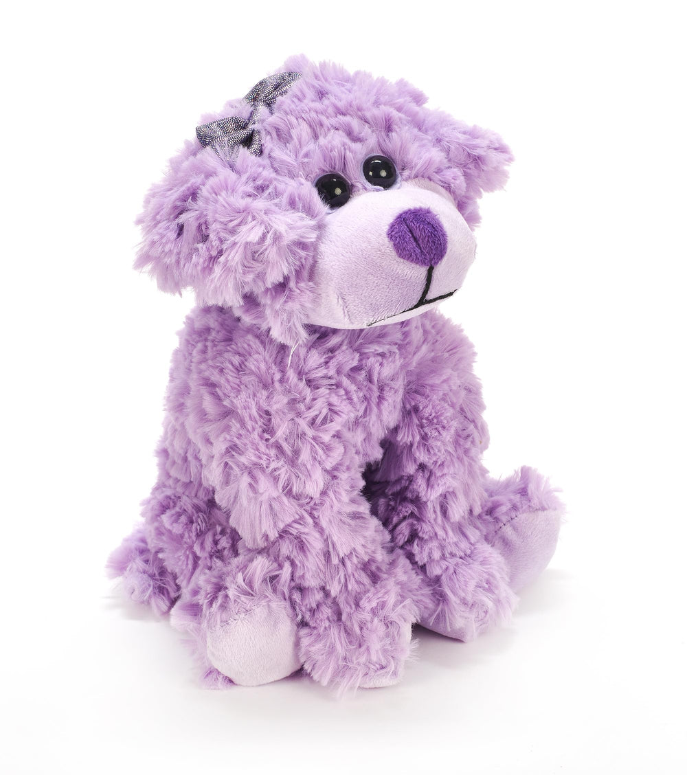 The Petting Zoo Scruffy dog plush with a glitzy bow for cuddling.