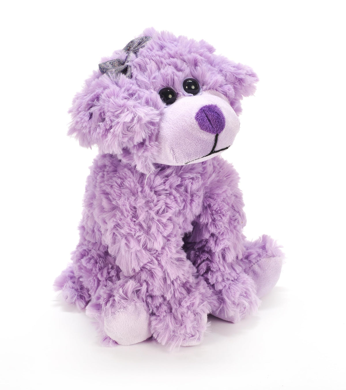 The Petting Zoo Scruffy dog plush with a glitzy bow for cuddling.