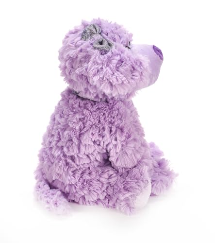 Heart jewel detail on Scruffy plush, ideal for gifting.