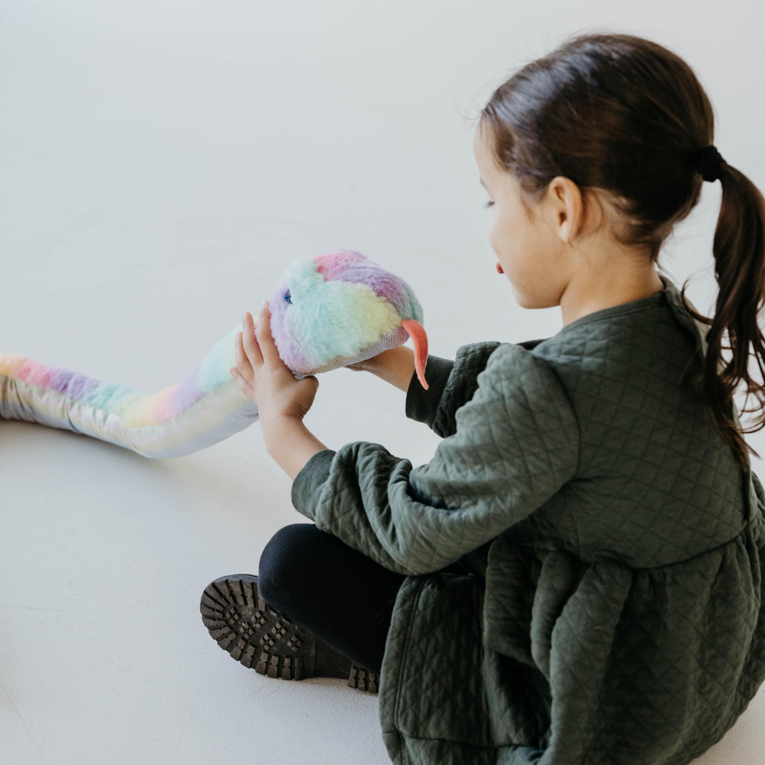 The Petting Zoo eco-friendly snake plush crafted from recycled bottles.
