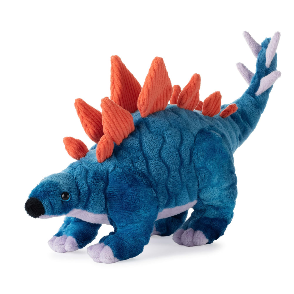The Petting Zoo Stegosaurus plush 12in blue full view for imaginative play and cuddles
