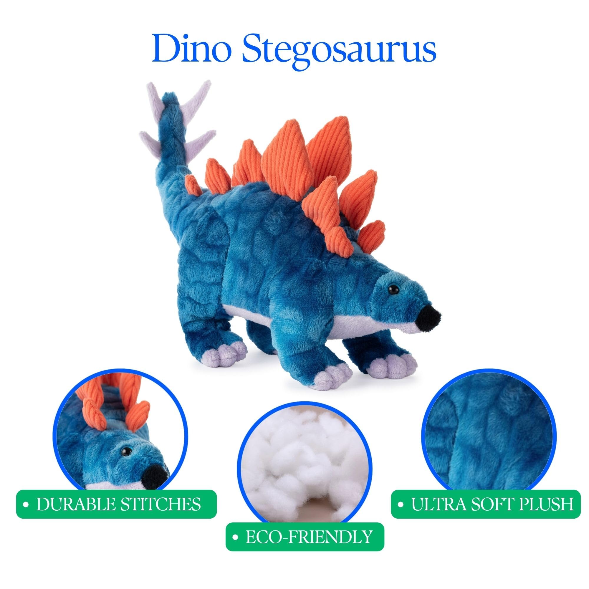 The Petting Zoo Stegosaurus plush texture closeup emphasizing soft fabric