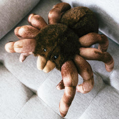 The Petting Zoo tarantula plush features eight legs in detail.