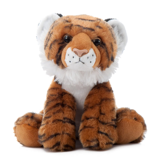 The Petting Zoo tiger stuffed animal front view, a soft cuddle companion for kids