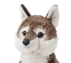 The Petting Zoo Timber Wolf plush gift-ready presentation for easy gifting.