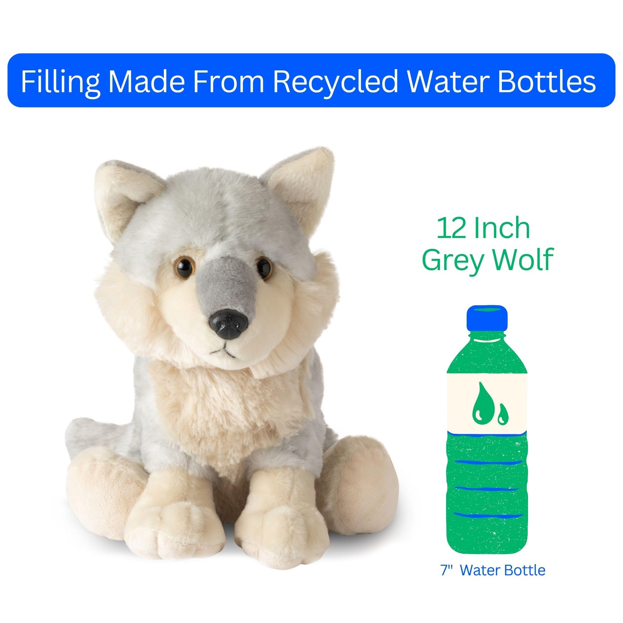 The Petting Zoo wolf plush is gift-ready for kids of all ages.