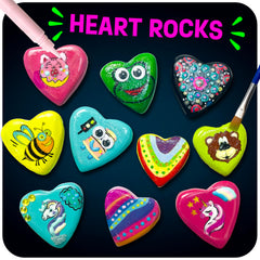 Unpainted heart rocks from The Scholar Ant kit ready for decoration