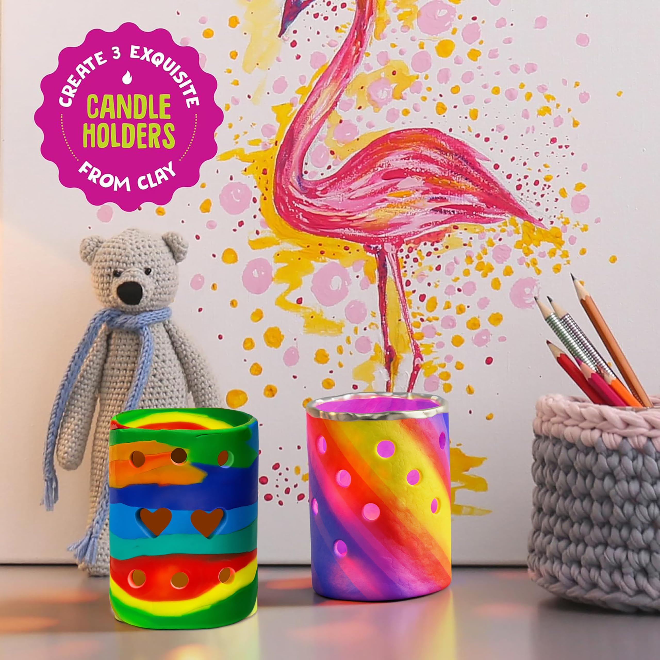 The Scholar Bee silicone mold adds fun texture to multi-color clay crafts.